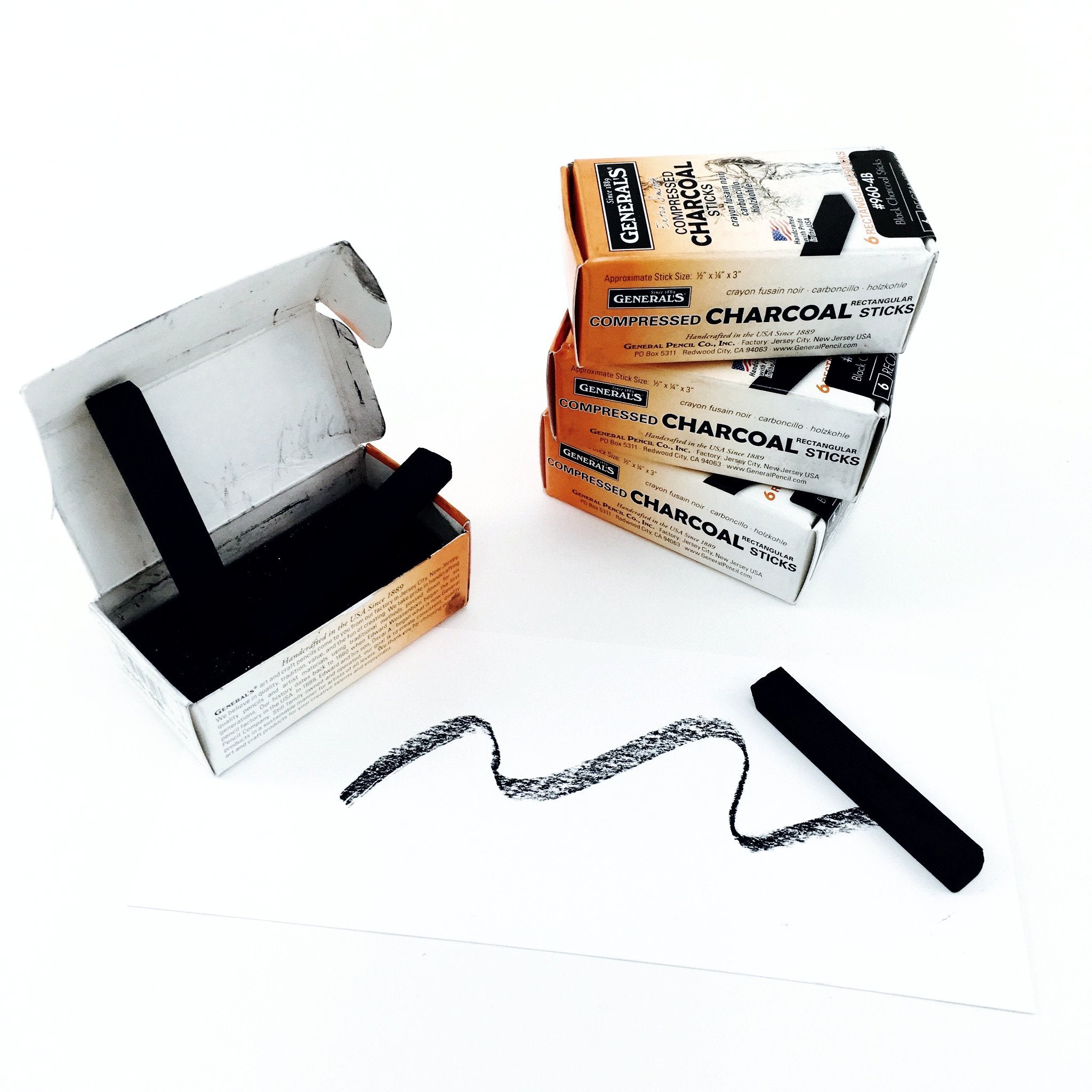 General's Compressed Charcoal - Box of 6 Rectangular Sticks – K. A. Artist  Shop